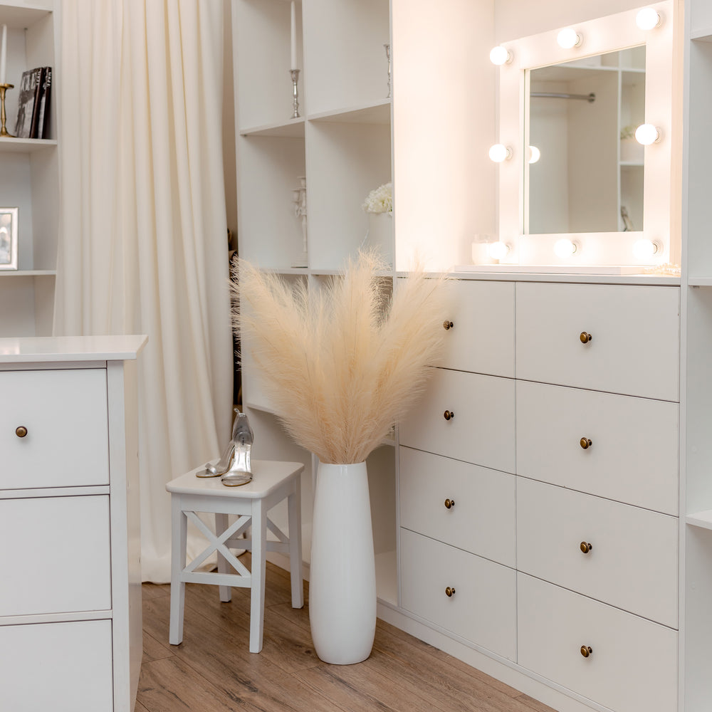 
                  
                    Extra flauschige und hohe künstliche Pampas ORNA in Elfenbein, 3er-Set, Geschenkbox
                  
                
