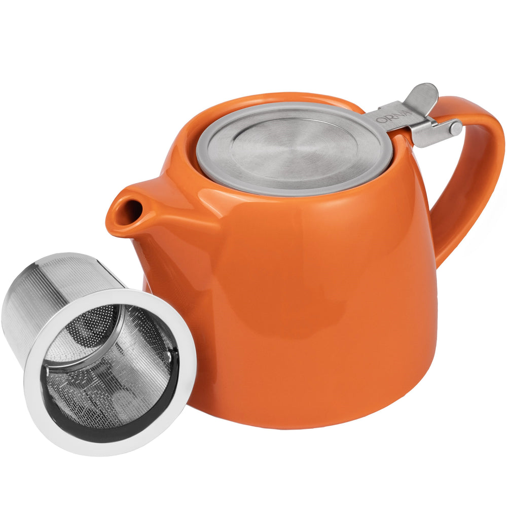 ORNA Keramik-Teekanne mit Siebkorb und Edelstahldeckel in Orange, 18,6 oz (550 ml) 