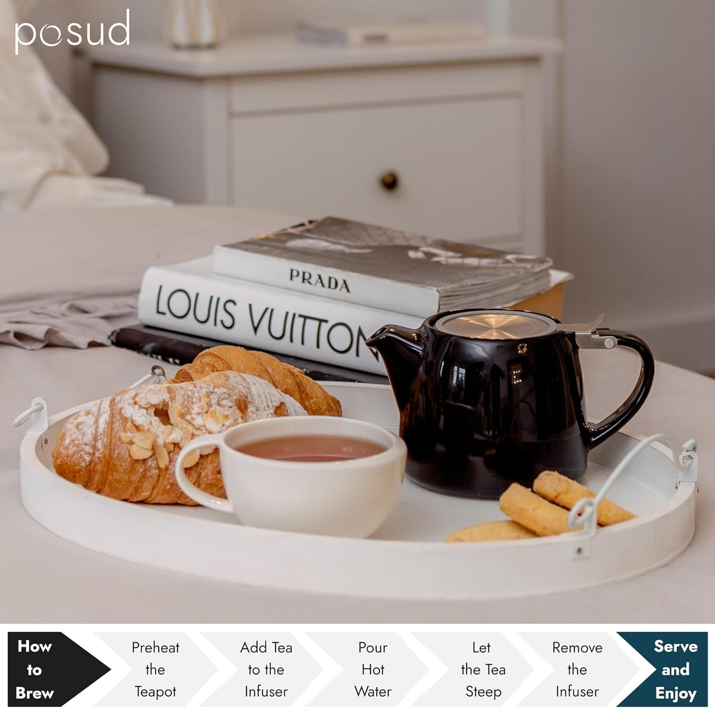 
                  
                    posud Keramik-Teekanne mit Teesieb – Kleine Porzellan-Teekanne für 2 Personen mit losem Teeblatt – 550 ml / 18,6 oz Stump-Teekanne für 2 Tassen mit Sieb (Schwarz) 
                  
                