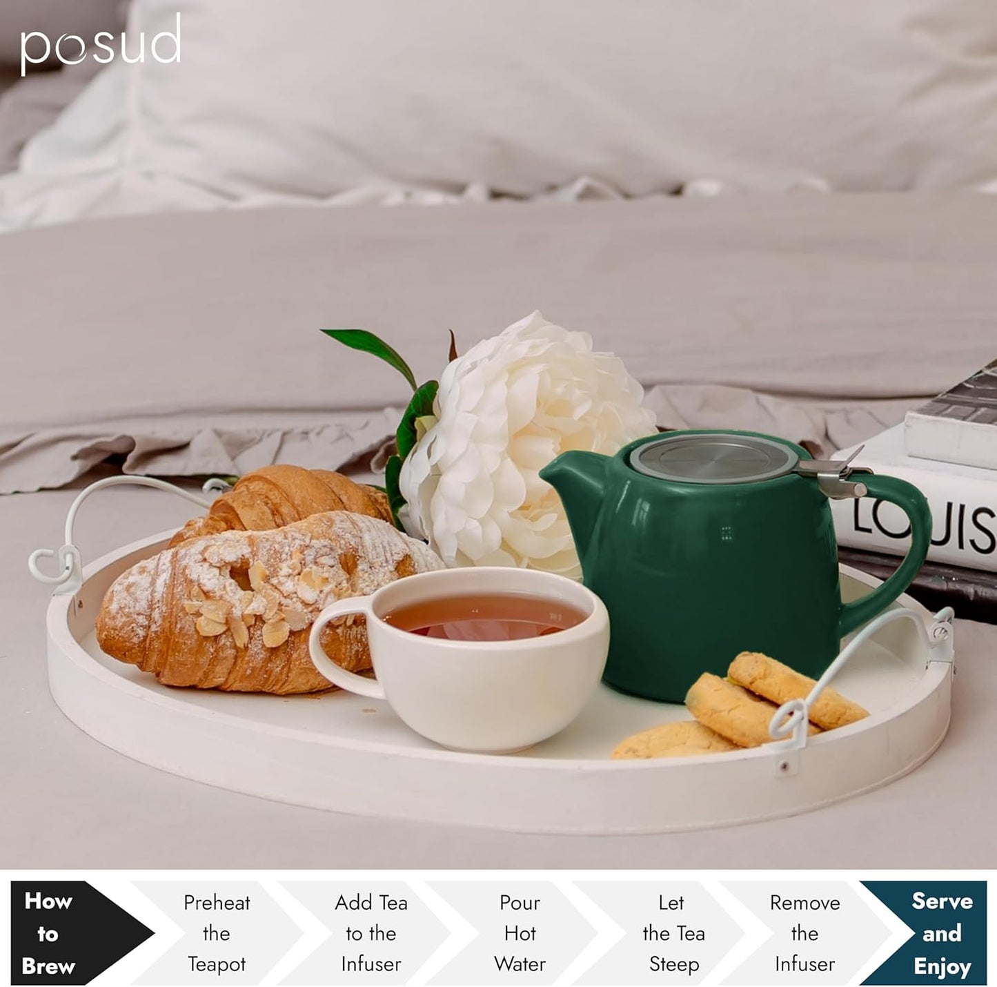 
                  
                    posud Keramik-Teekanne mit Teesieb – Kleine Porzellan-Teekanne für 2 Personen mit losem Teeblatt – 550 ml / 18,6 oz Stump-Teekanne für 2 Tassen mit Sieb (Waldgrün) 
                  
                