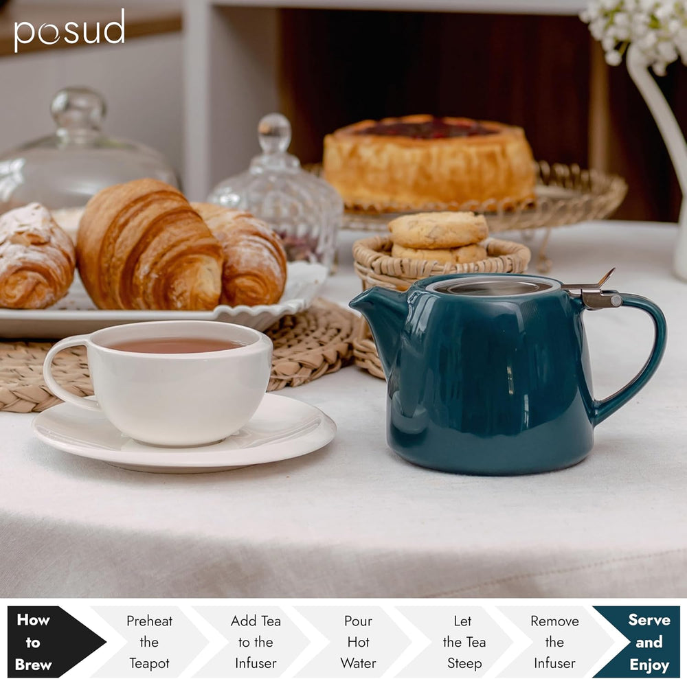 
                  
                    posud Keramik-Teekanne mit Teesieb – Kleine Porzellan-Teekanne für 2 Personen mit losem Teeblatt – 550 ml / 18,6 oz Stump-Teekanne für 2 Tassen mit Sieb (Ozean) 
                  
                